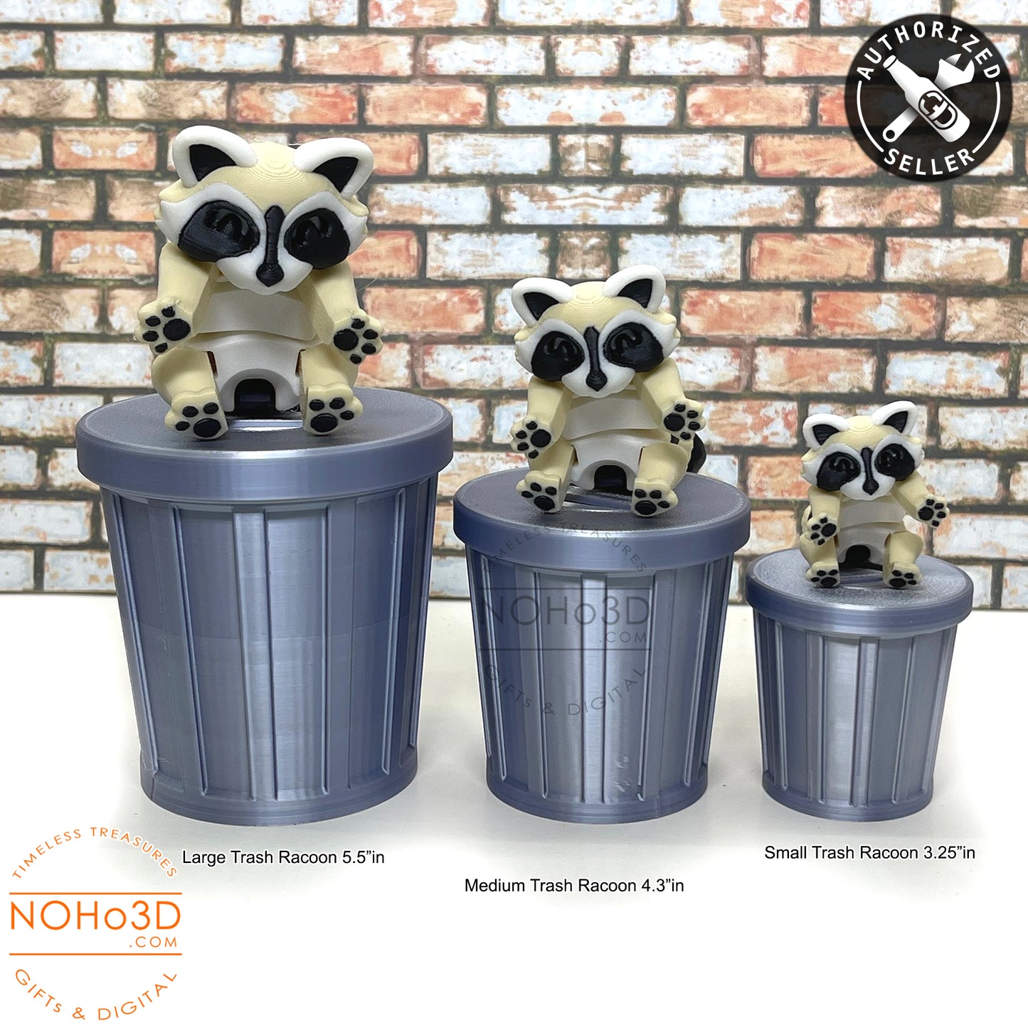Articulated Racoon with Trash Can, 3D Printed Cookies and Cream Racoons, Trashcan Raccoon, Trash can, Raccoon Toy, Trash Panda, Fidget ADHD Autism Toy AR005