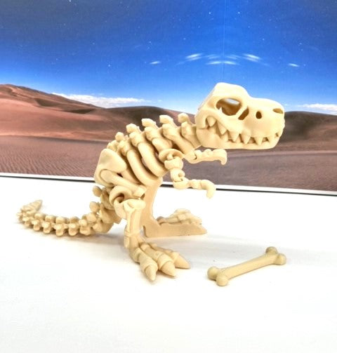 3D Printed T-Rex Skeleton with Dinosaur Bones, Articulated T-Rex Skeleton, 3D Printed Brown Fidget and Poseable T-Rex with Flexible Joints, Stress and Anxiety Relief Toy ATREX001-BGE