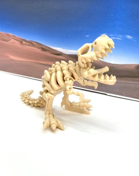 3D Printed T-Rex Skeleton with Dinosaur Bones, Articulated T-Rex Skeleton, 3D Printed Brown Fidget and Poseable T-Rex with Flexible Joints, Stress and Anxiety Relief Toy ATREX001-BGE