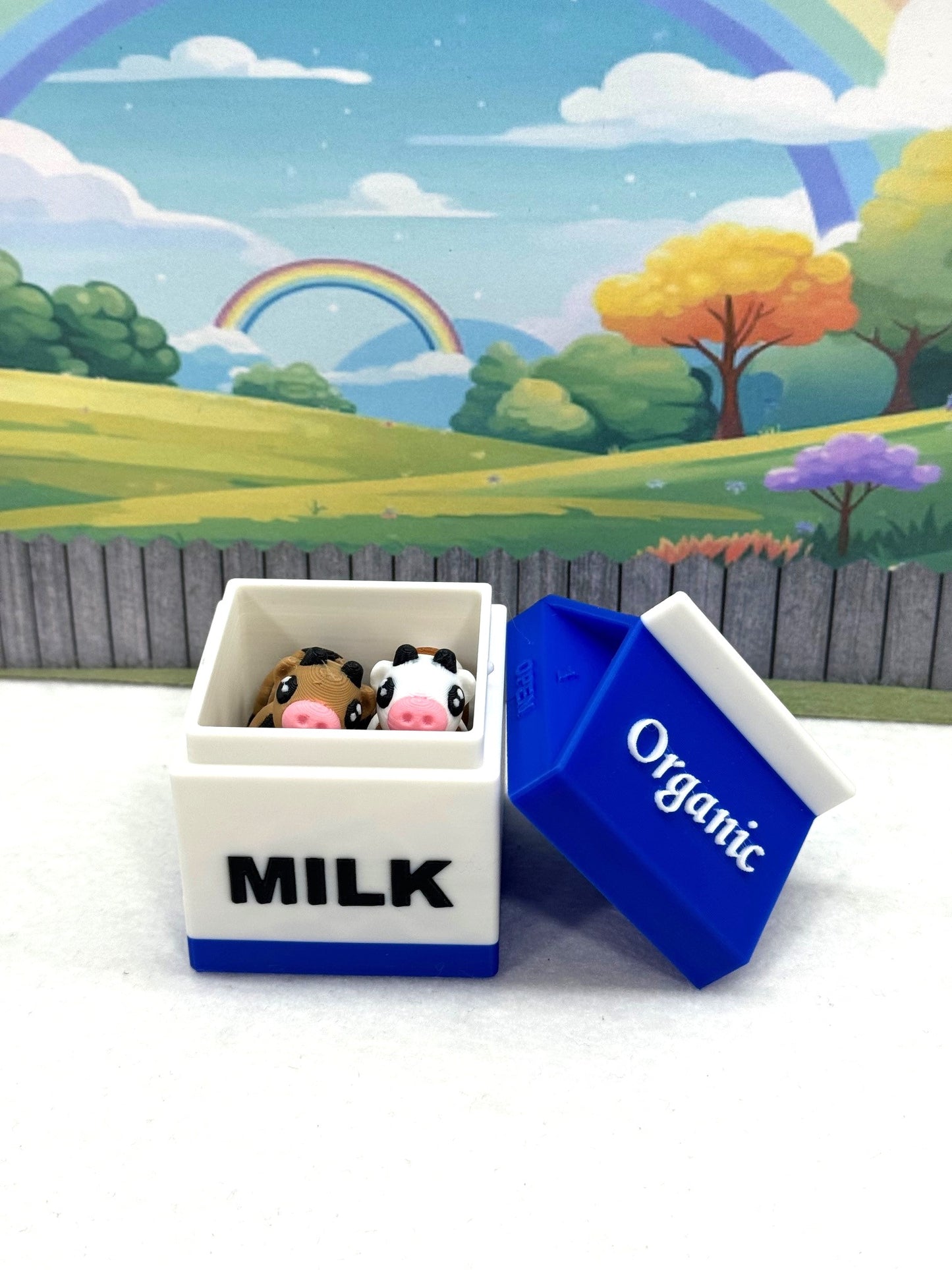 4pcs 3D Printed Articulated Mini Cows with Milk Cartons, Fidget Mini Cows Toy, Executive Desk Toy, Party Decorations MC001