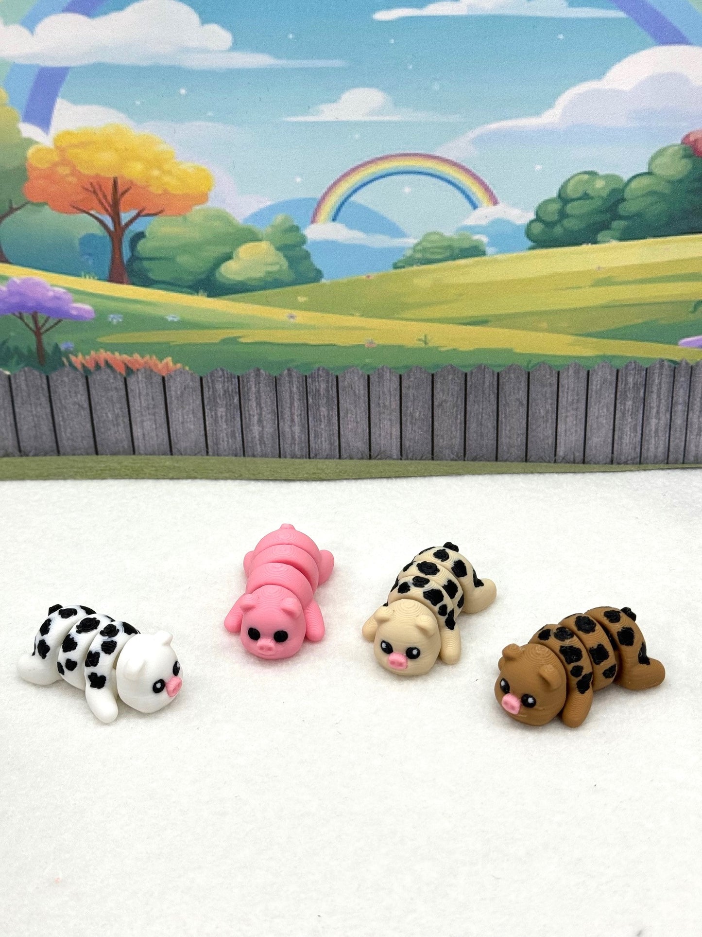 4pcs 3D Printed Articulated Mini Pigs with Milk Cartons, Fidget Mini Pigs Toy, Executive Desk Toy, Party Decorations MP001