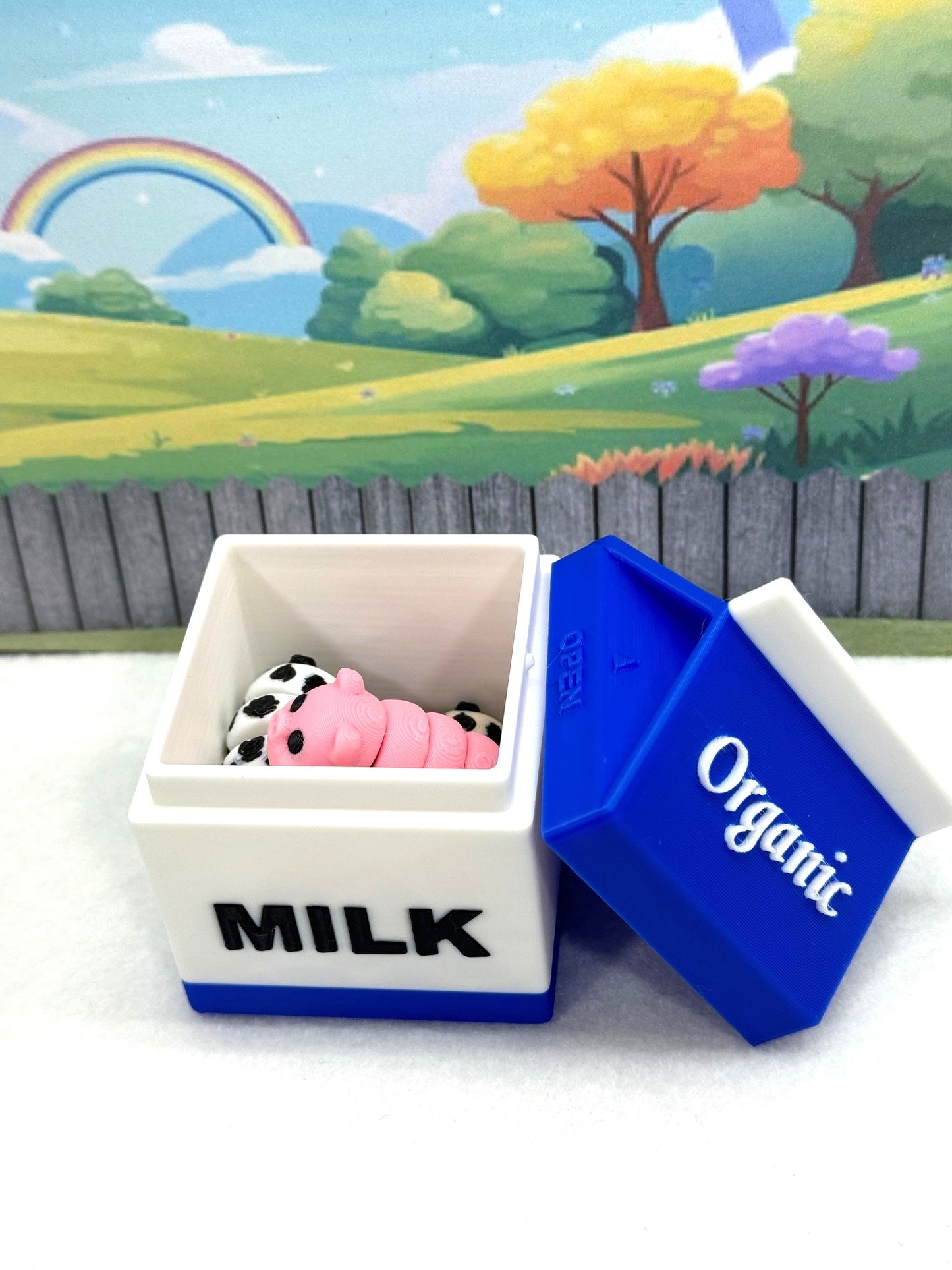 4pcs 3D Printed Articulated Mini Pigs with Milk Cartons, Fidget Mini Pigs Toy, Executive Desk Toy, Party Decorations MP001