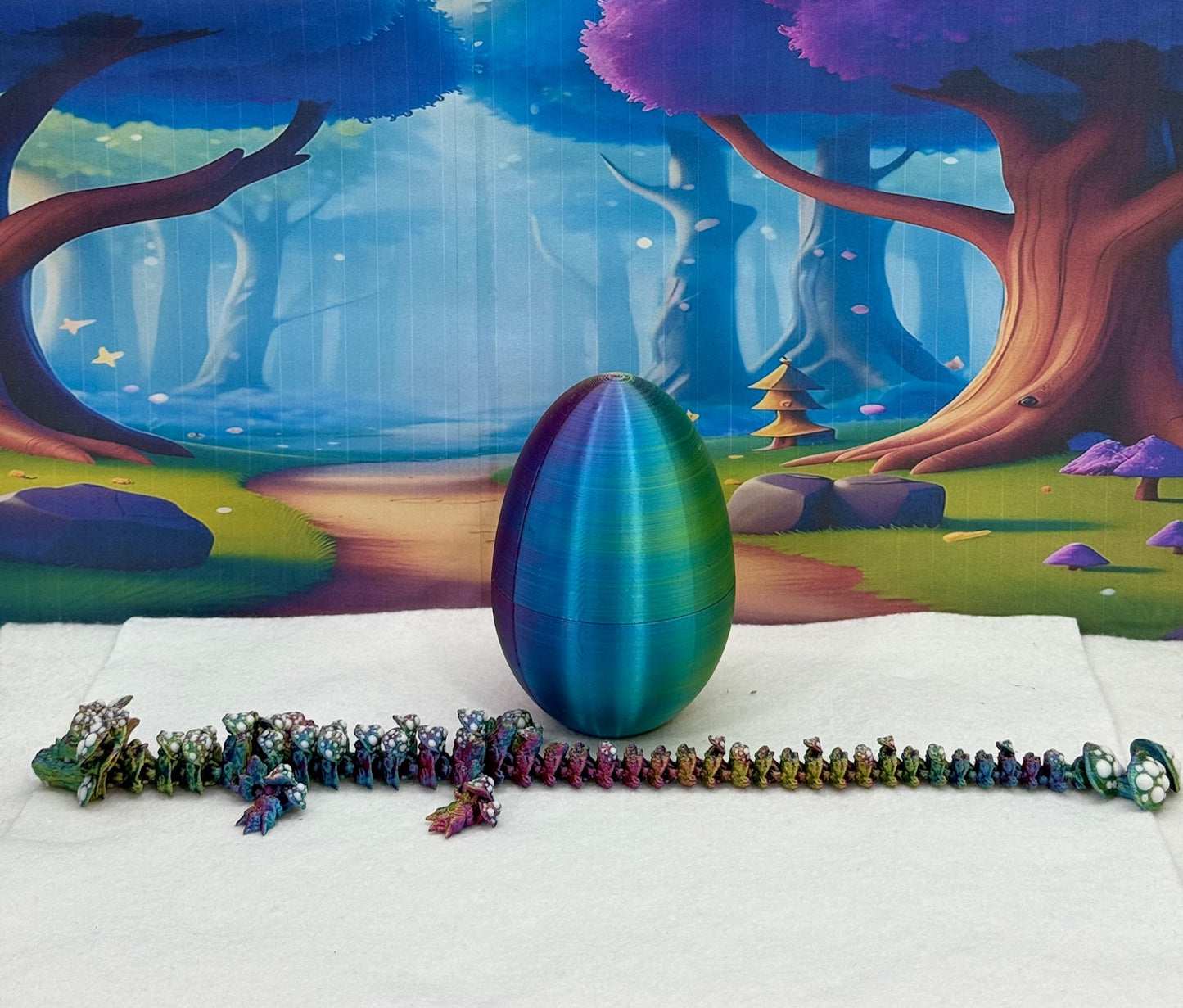 3D Printed Dragon with Dragon Egg , 12" Articulated Mushroom Dragon, Fidget Anxiety Toy, Executive Desk Toy D025-RYB-CLS (Copy)