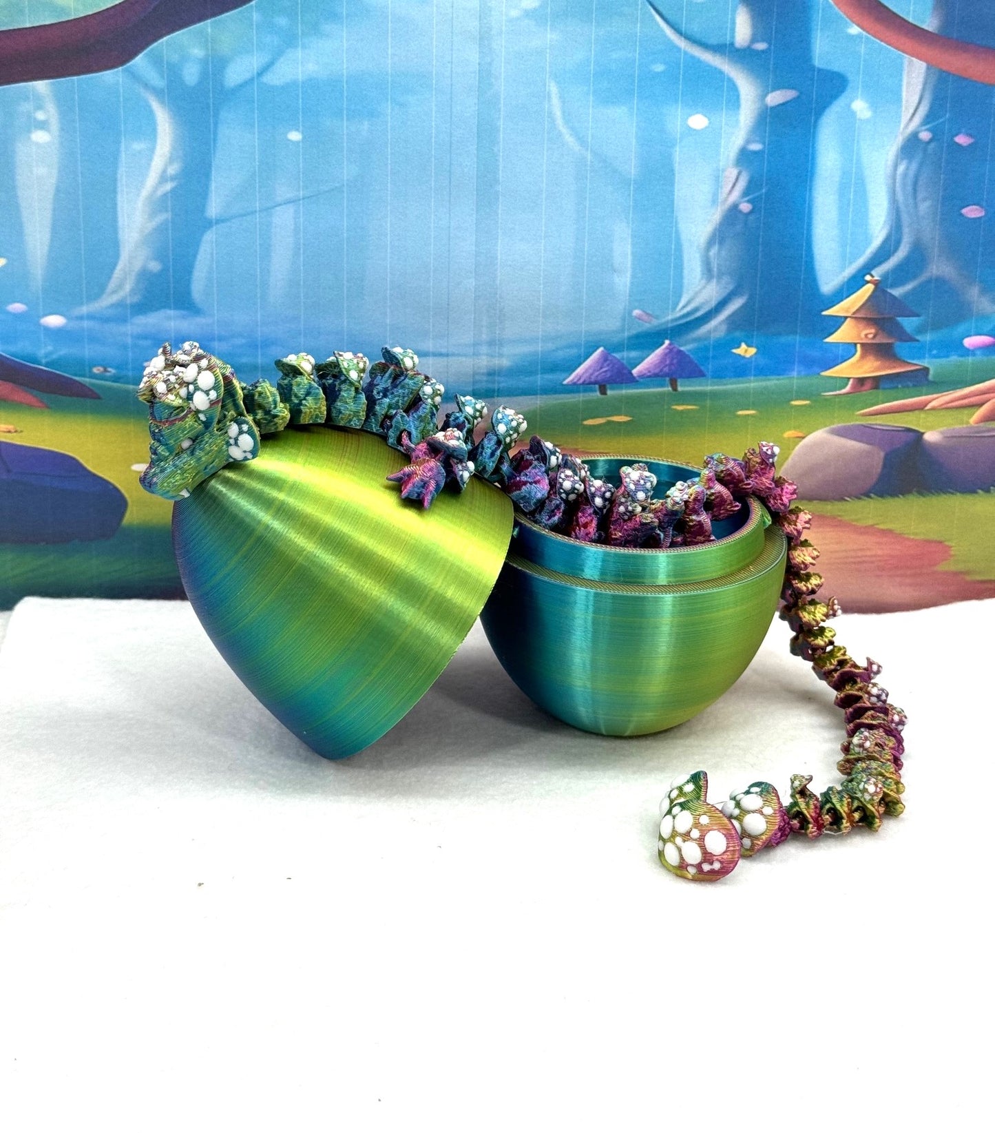 3D Printed Dragon with Dragon Egg , 12" Articulated Mushroom Dragon, Fidget Anxiety Toy, Executive Desk Toy D025-RYB-CLS (Copy)