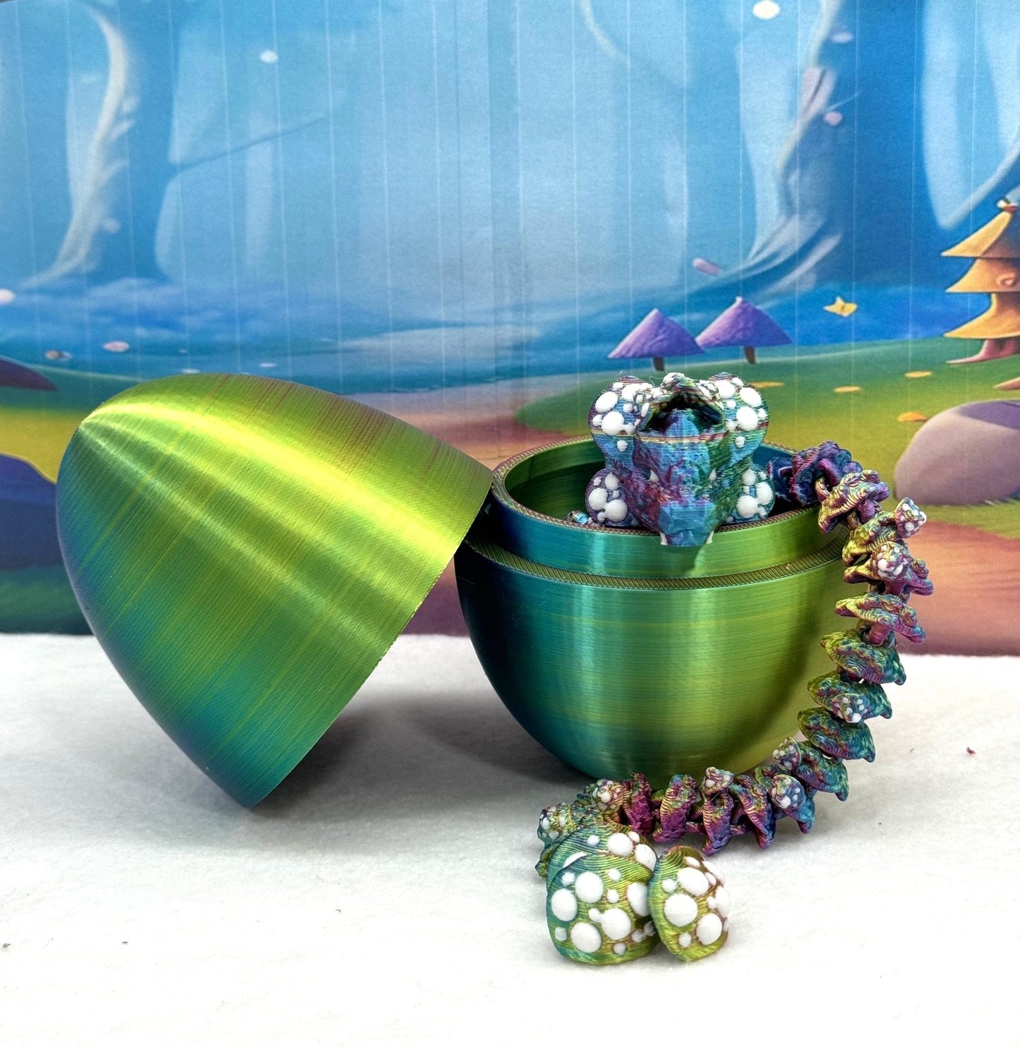 3D Printed Dragon with Dragon Egg , 12" Articulated Mushroom Dragon, Fidget Anxiety Toy, Executive Desk Toy D025-RYB-CLS (Copy)