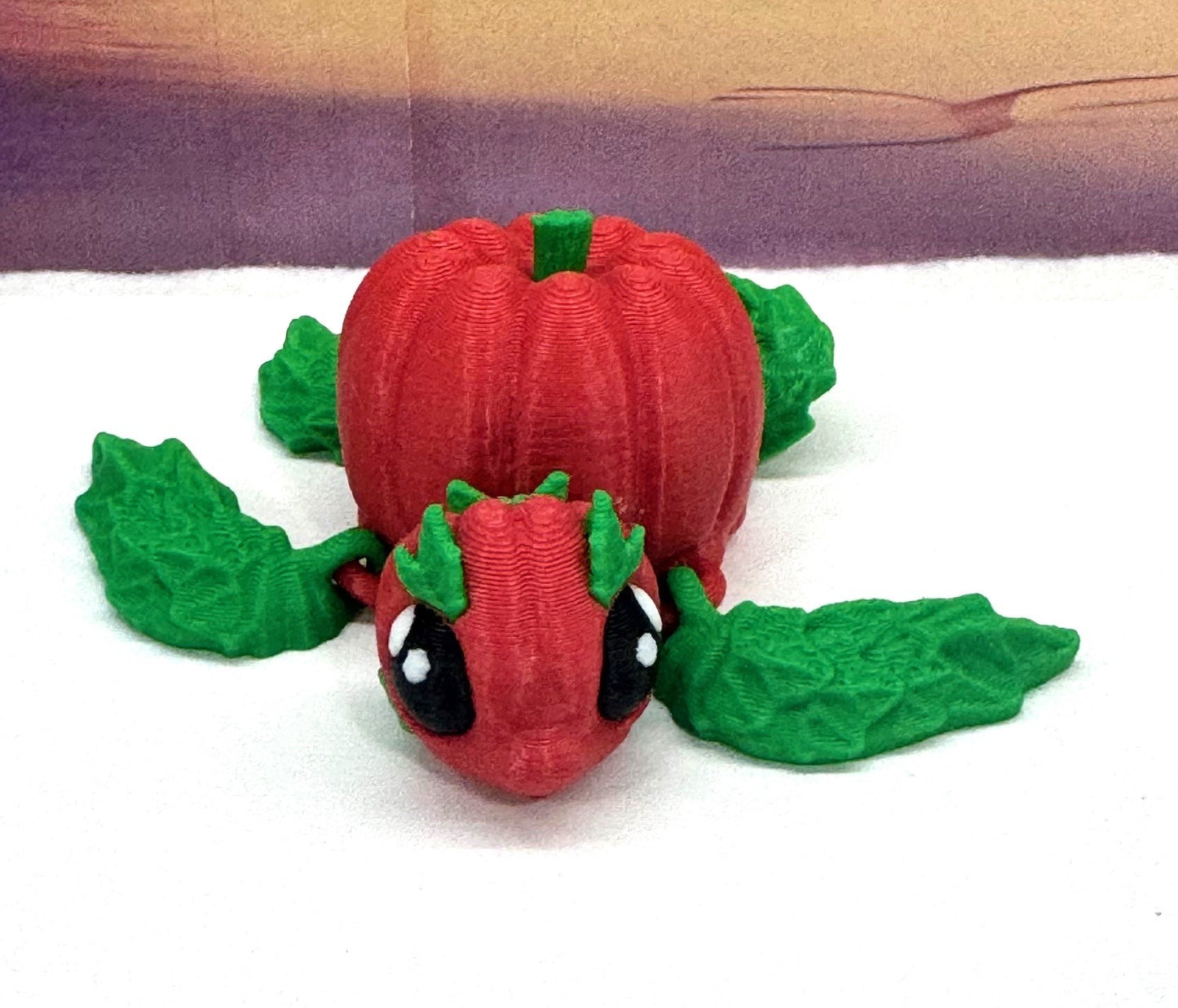 3D Printed Turtle Pumpkins, 10 pcs Articulating Pumpkin Turtle Fall Decor Rainbow Pumpkin Desk Decor Fidget Toy TP001-RED