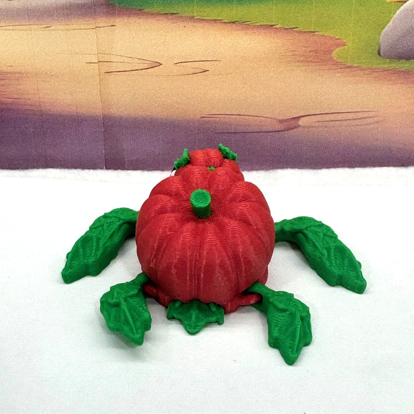 3D Printed Turtle Pumpkins, 10 pcs Articulating Pumpkin Turtle Fall Decor Rainbow Pumpkin Desk Decor Fidget Toy TP001-RED