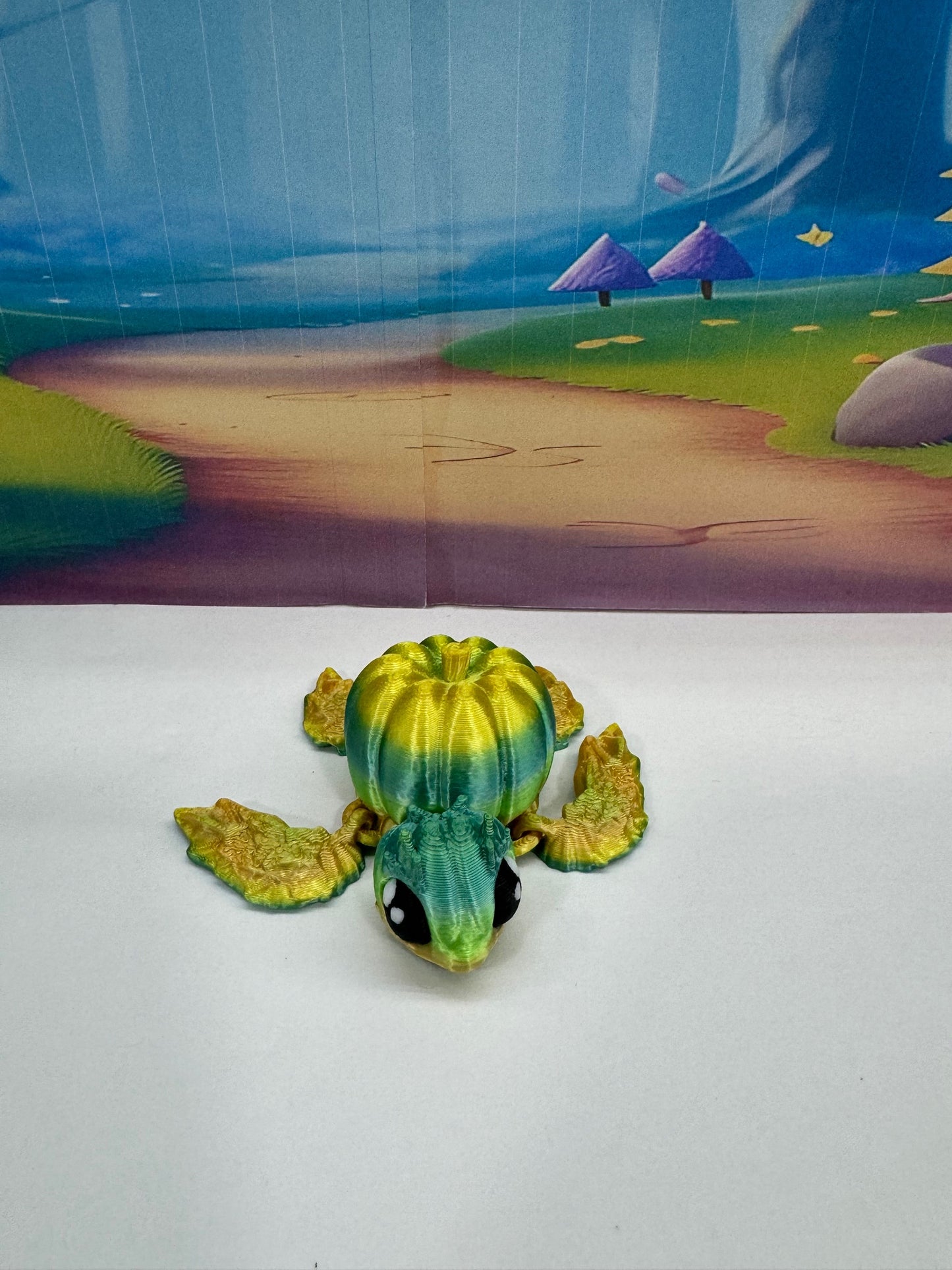 3D Printed Turtle Pumpkins, 10 pcs Articulating Pumpkin Turtle, Green and Yellow Halloween Fall Decor Desk Decor Fidget Toy-TP-YELLOW GREEN