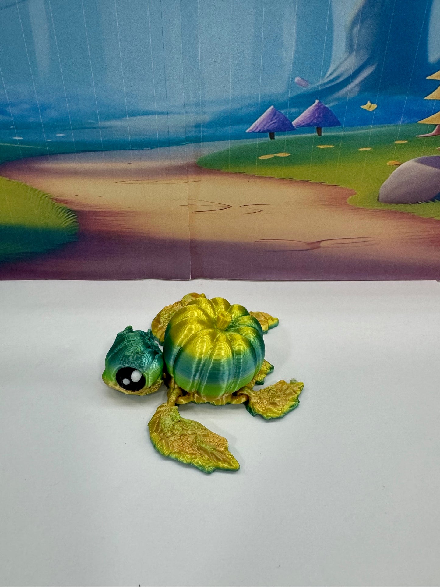 3D Printed Turtle Pumpkins, 10 pcs Articulating Pumpkin Turtle, Green and Yellow Halloween Fall Decor Desk Decor Fidget Toy-TP-YELLOW GREEN