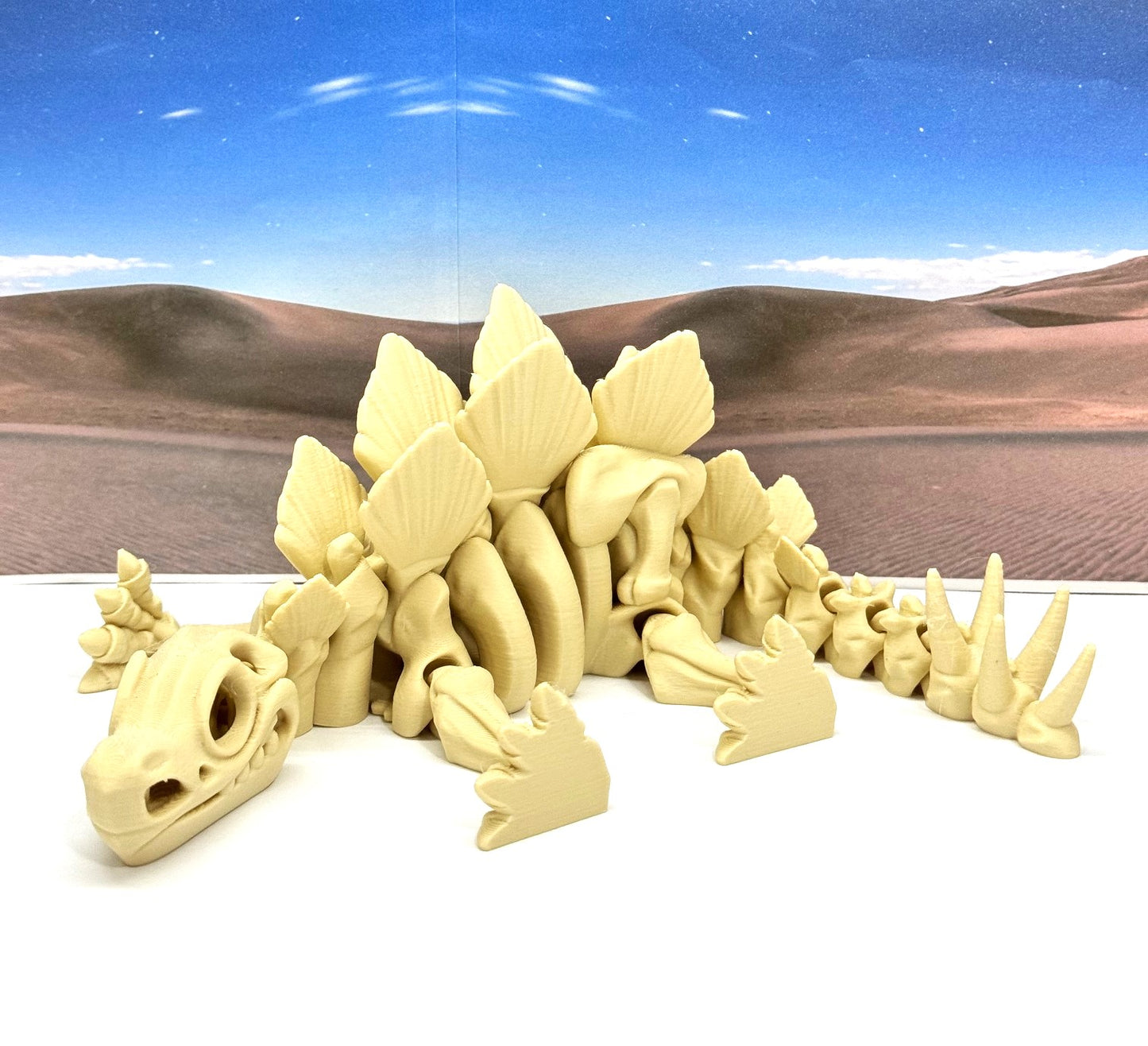3D Printed Skeleton Dinosaur, Fidget Skeleton Stegosaurus Dinosaurs, Articulated Fidget Toys for Stress Relief - ASTE001