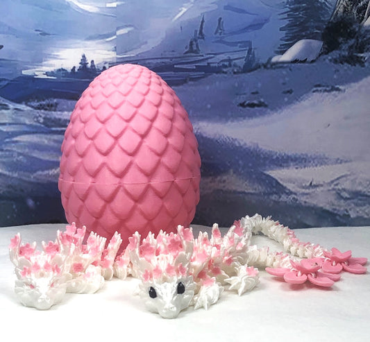 2pcs 3D Printed Dragons with Dragon Egg, Articulated Mother and Baby Cherry Blossom Dragons, 3D Printed Gift Birthday Party, Fidget ADHD Autism Toy MCD-016-004-PNK-PE