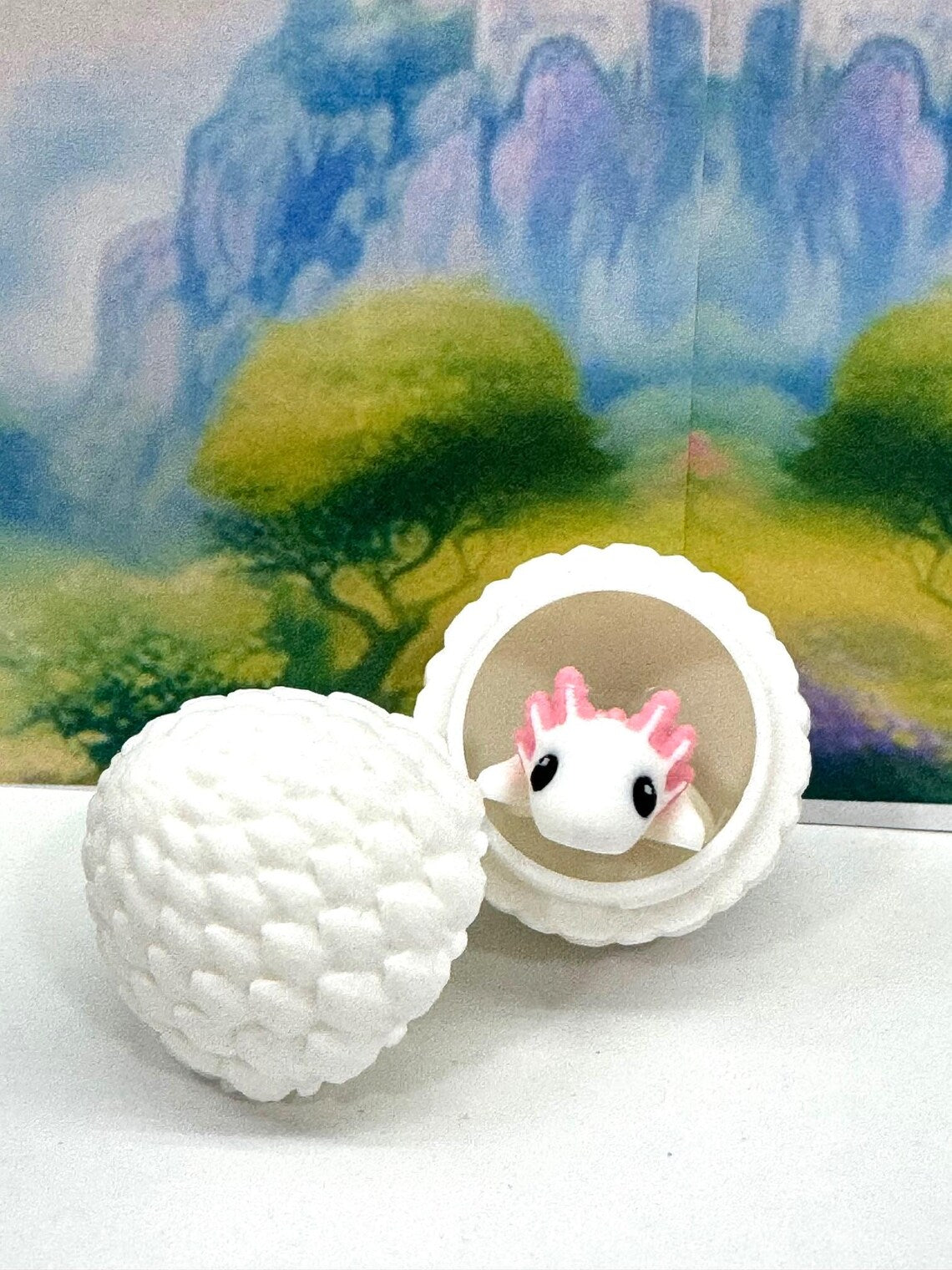 4pcs 3D Printed Articulated Mini Axolotl with Eggs, Fidget Mini Axolotl Toy, Executive Desk Toy, Party Decorations MA001-4X
