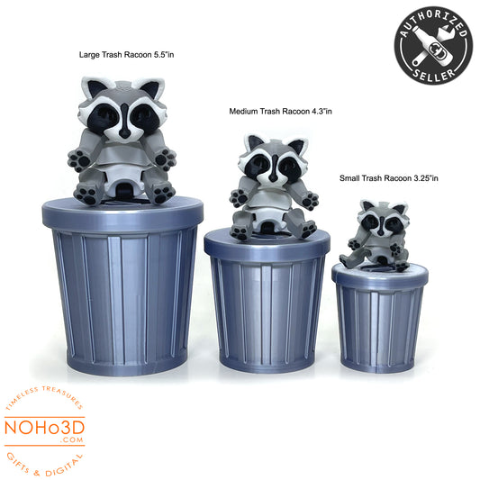 3D Printed Racoon with Trash Can, Articulated Racoon, Trashcan Raccoon, Trash can, Raccoon Toy, Trash Panda, Fidget ADHD Autism Toy AR001