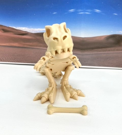 3D Printed T-Rex Skeleton with Dinosaur Bones, Articulated T-Rex Skeleton, 3D Printed Brown Fidget and Poseable T-Rex with Flexible Joints, Stress and Anxiety Relief Toy ATREX001-BGE