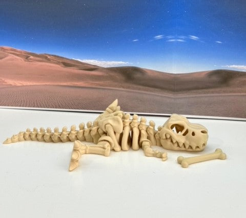 3D Printed T-Rex Skeleton with Dinosaur Bones, Articulated T-Rex Skeleton, 3D Printed Brown Fidget and Poseable T-Rex with Flexible Joints, Stress and Anxiety Relief Toy ATREX001-BGE