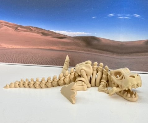 3D Printed T-Rex Skeleton with Dinosaur Bones, Articulated T-Rex Skeleton, 3D Printed Brown Fidget and Poseable T-Rex with Flexible Joints, Stress and Anxiety Relief Toy ATREX001-BGE