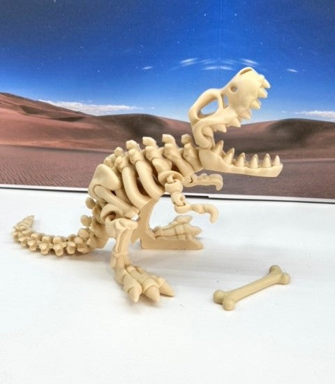 3D Printed T-Rex Skeleton with Dinosaur Bones, Articulated T-Rex Skeleton, 3D Printed Brown Fidget and Poseable T-Rex with Flexible Joints, Stress and Anxiety Relief Toy ATREX001-BGE