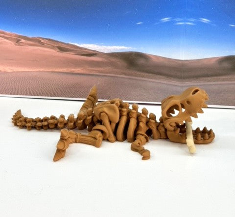 3D Printed T-Rex Skeleton with Dinosaur Bones, Articulated T-Rex Skeleton, 3D Printed Brown Fidget and Poseable T-Rex with Flexible Joints, Stress and Anxiety Relief Toy ATREX001-BRN