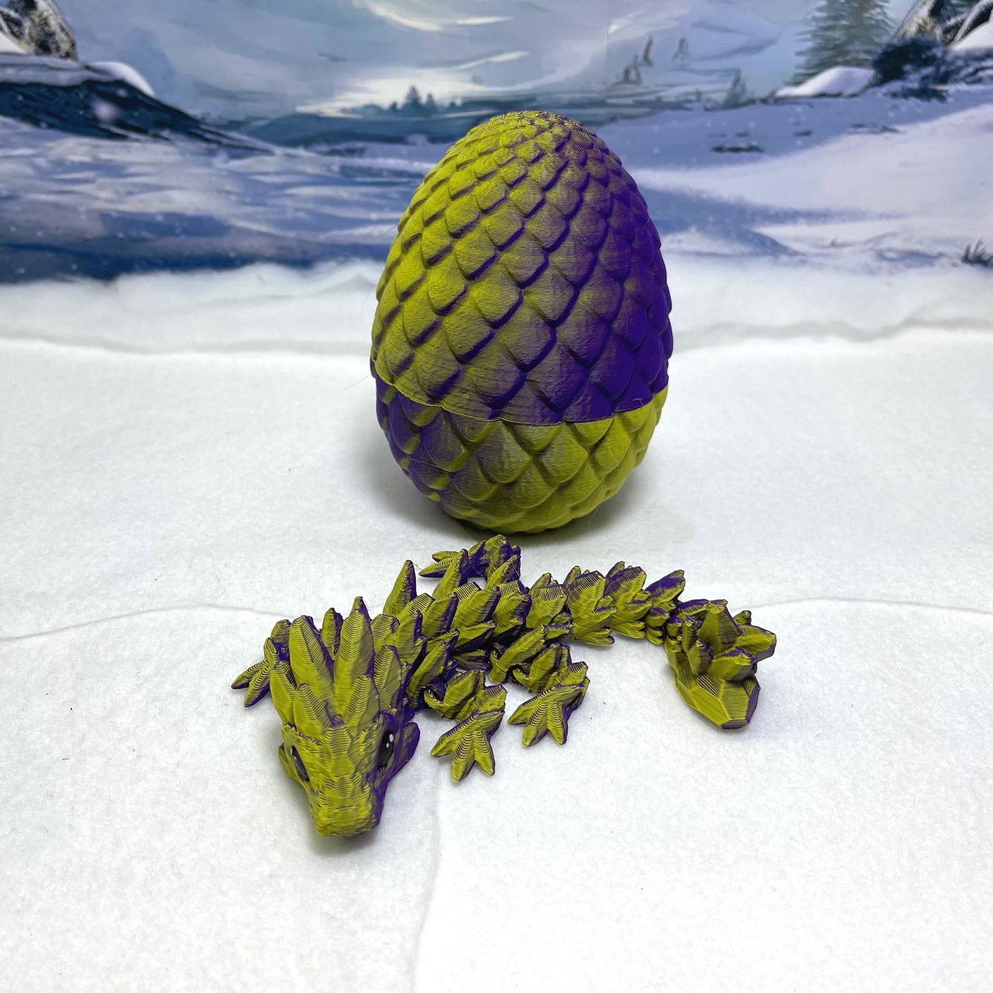 3D Printed Dragon with Dragon Egg, 7" Articulated Yellow Purple Baby Gemston Dragon,, Fidget ADHD Autism Sensory Toy Executive Desk Toy D003-Gemstone