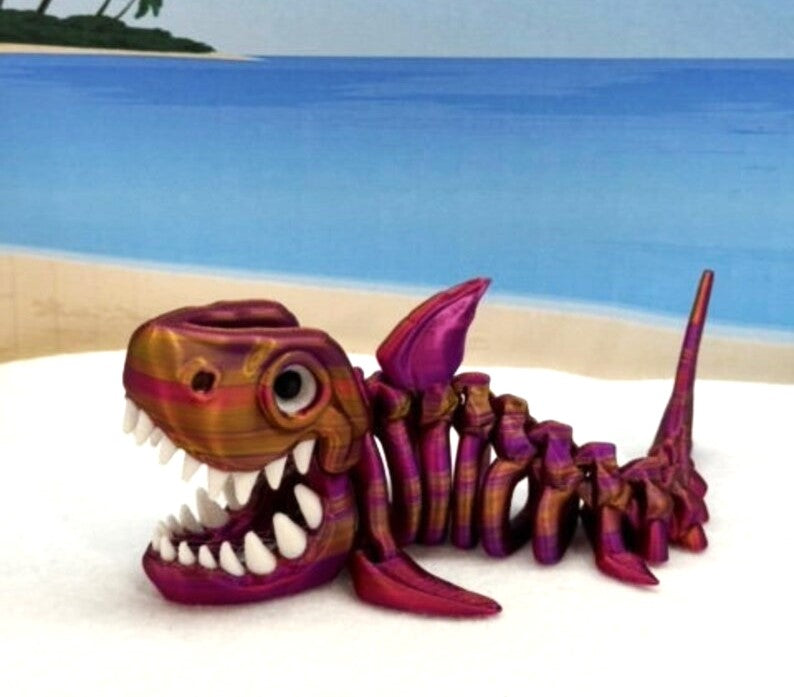 3D Printed Skeleton Shark, Articulated Skeleton Shark, 7" Full Body Movable Design Shark Toy, Fidget ADHD Autism Toy ASS001-RPG