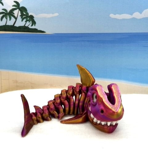 3D Printed Skeleton Shark, Articulated Skeleton Shark, 7" Full Body Movable Design Shark Toy, Fidget ADHD Autism Toy ASS001-RPG