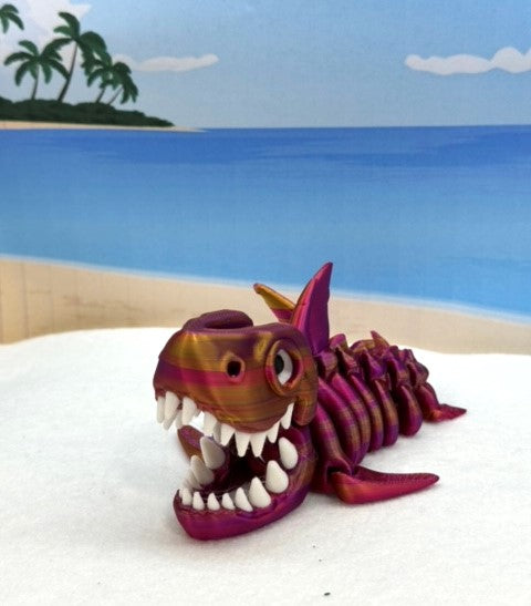 3D Printed Skeleton Shark, Articulated Skeleton Shark, 7" Full Body Movable Design Shark Toy, Fidget ADHD Autism Toy ASS001-RPG