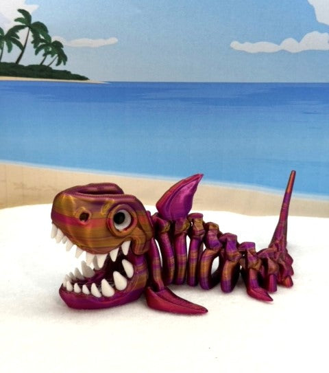 3D Printed Skeleton Shark, Articulated Skeleton Shark, 7" Full Body Movable Design Shark Toy, Fidget ADHD Autism Toy ASS001-RPG