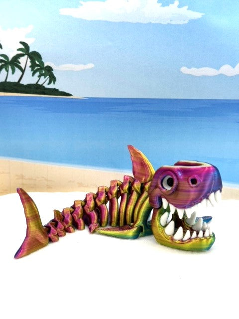 3D Printed Skeleton Shark, Articulated Skeleton Shark, 7" Full Body Movable Design Shark Toy, Fidget ADHD Autism Toy ASS001-RYB