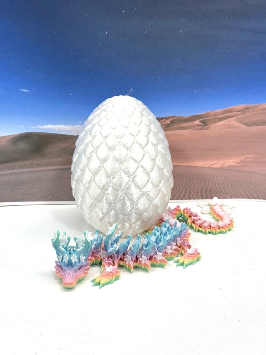 3D Printed Dragon with Dragon Egg, 12" Rainbow Cherry Blossom with Dragon Egg, Fidget ADHD Autism Toy D060-WE