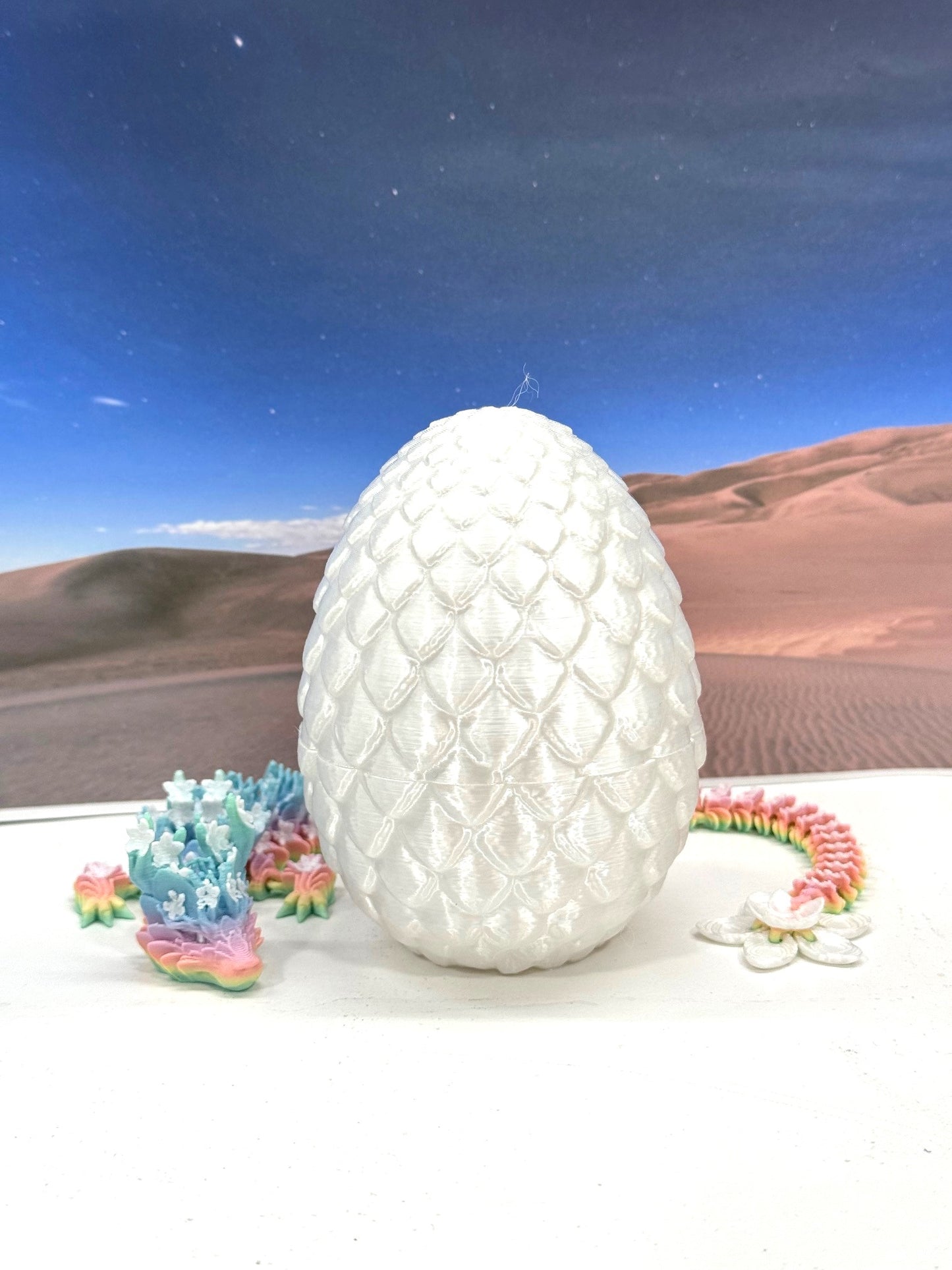 3D Printed Dragon with Dragon Egg, 12" Rainbow Cherry Blossom with Dragon Egg, Fidget ADHD Autism Toy D060-WE