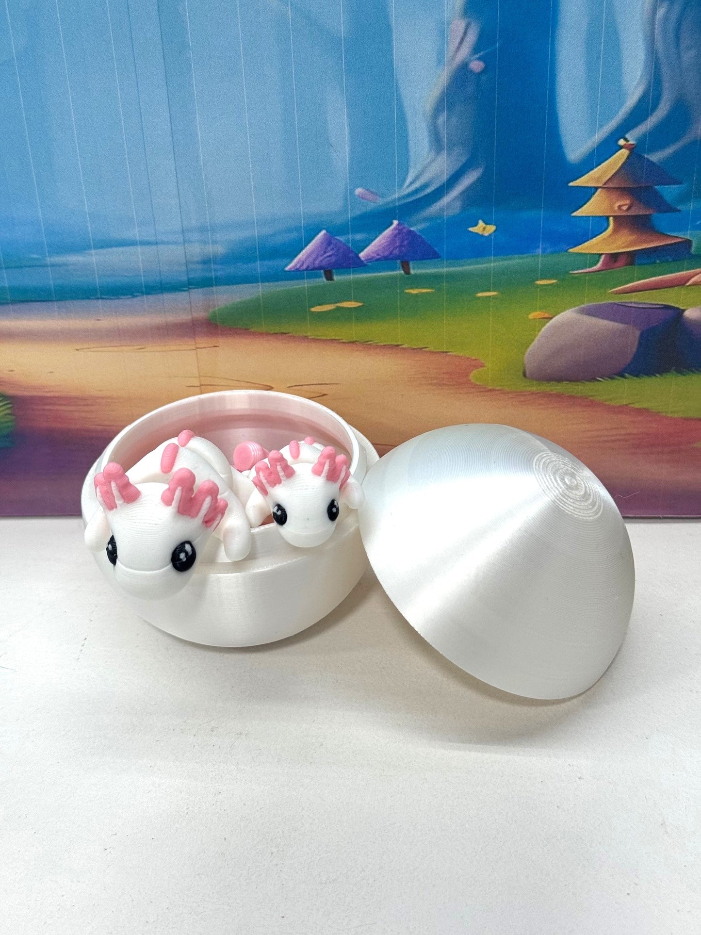 2pcs 3D Printed Articulated Mini Axolotl with Egg, Fidget Mini Axolotl Fidget Toy, Executive Desk Toy, Home Decor MA001