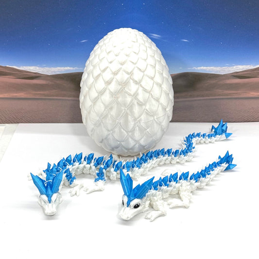 2pcs 3D Printed Dragons with Dragon Egg, Articulated Mother and Baby Crystal Dragons, 3D Printed Gift Birthday Party, Fidget ADHD Autism Toy MCD-062-007WB