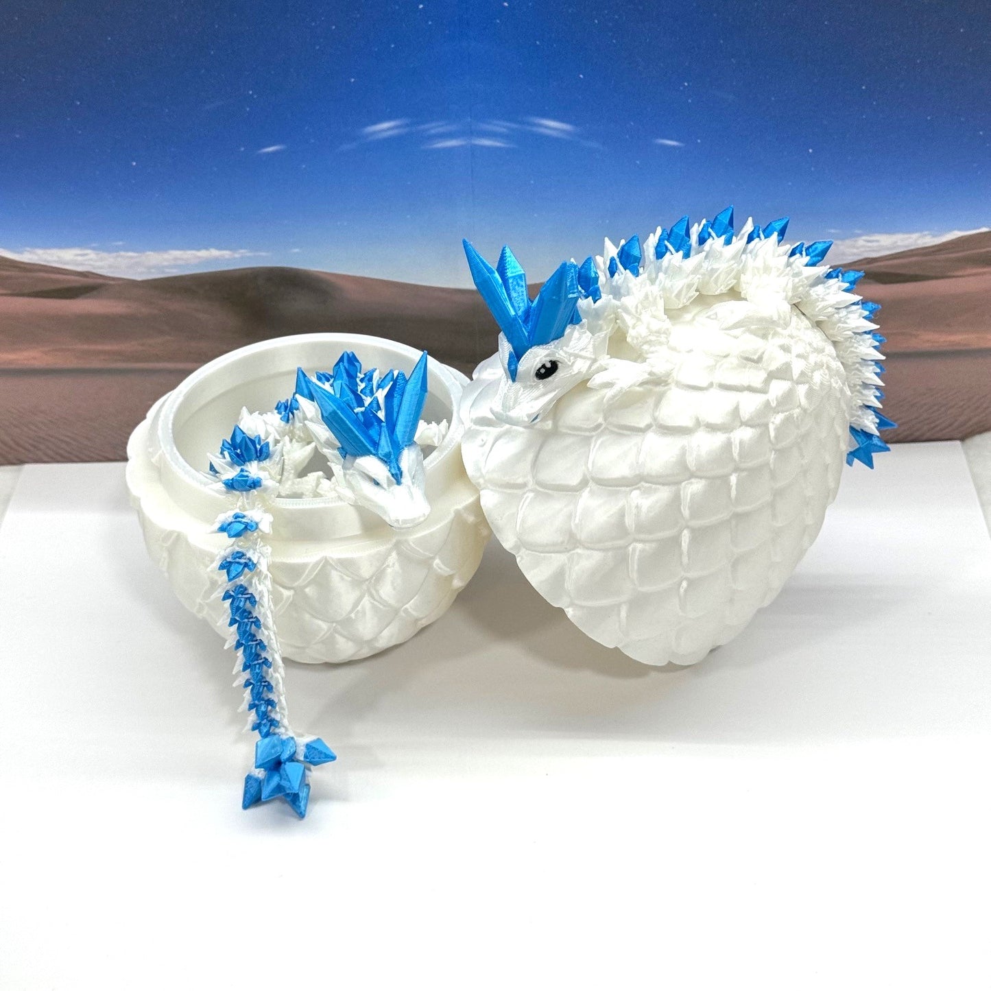 2pcs 3D Printed Dragons with Dragon Egg, Articulated Mother and Baby Crystal Dragons, 3D Printed Gift Birthday Party, Fidget ADHD Autism Toy MCD-062-007WB