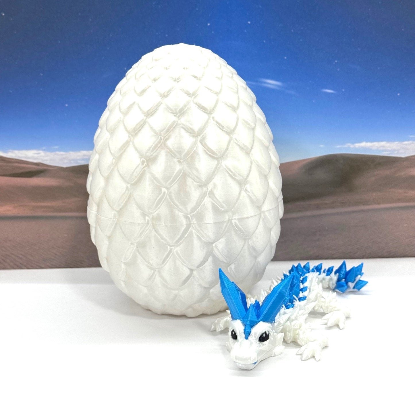 2pcs 3D Printed Dragons with Dragon Egg, Articulated Mother and Baby Crystal Dragons, 3D Printed Gift Birthday Party, Fidget ADHD Autism Toy MCD-062-007WB