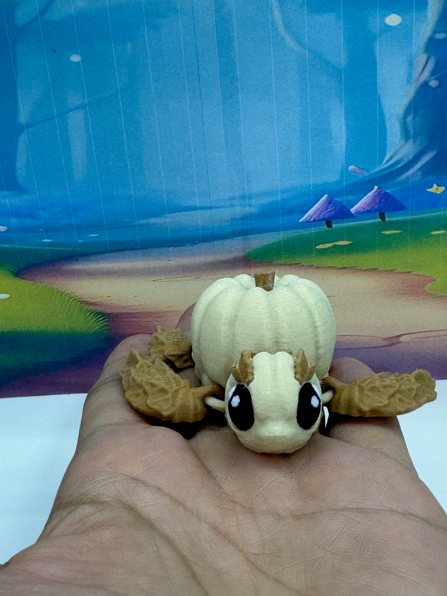 10ps 3D Printed Turtle Pumpkins, Articulating Pumpkin Turtle, Fall Desk Decor Fidget Toy TP001-BEIGE