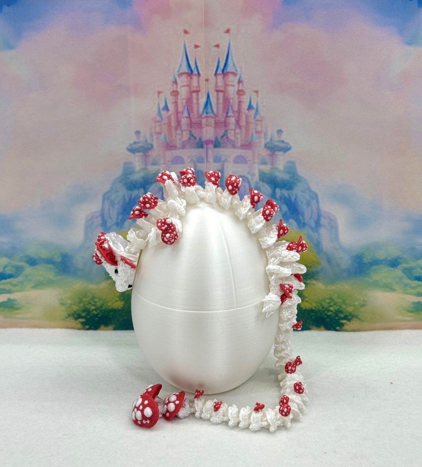 3D Printed Dragon with Dragon Egg , 12" Articulated Mushroom Dragon, Fidget Anxiety Toy, Executive Desk Toy D025-RPG-CLS