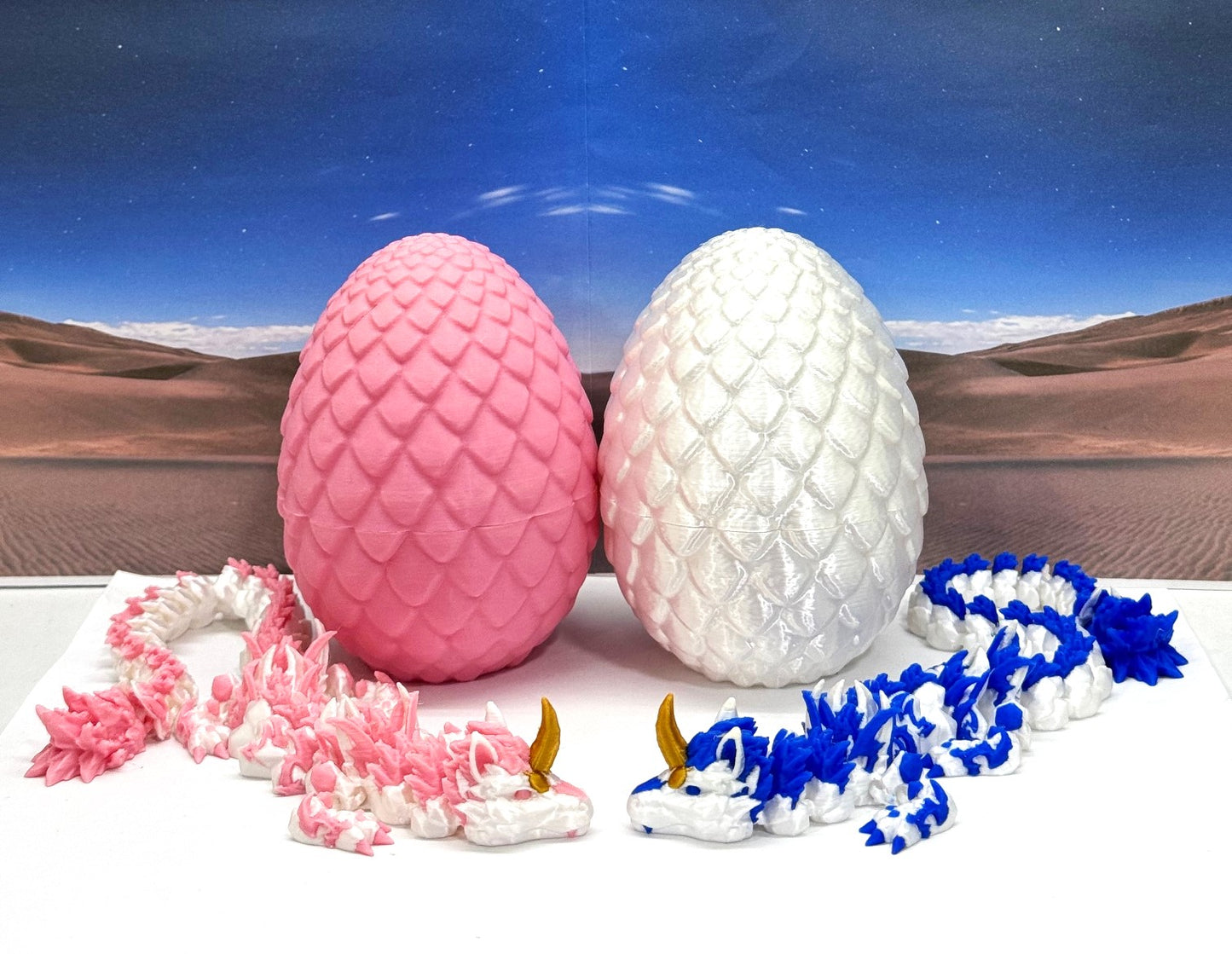 2pcs 3D Printed Dragons with Dragon Egg, Articulated Unicorn Dragons, 3D Printed Gift for Gender Reveal Party, Fidget ADHD Autism Toy D051-D052