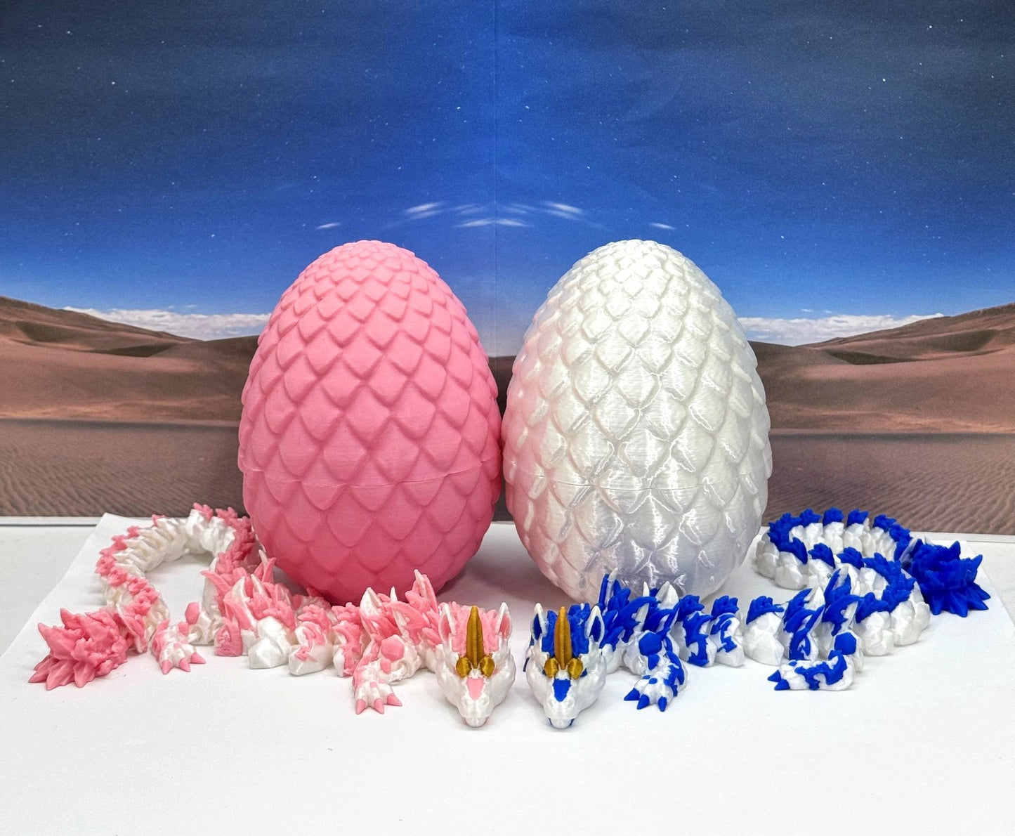 2pcs 3D Printed Dragons with Dragon Egg, Articulated Unicorn Dragons, 3D Printed Gift for Gender Reveal Party, Fidget ADHD Autism Toy D051-D052