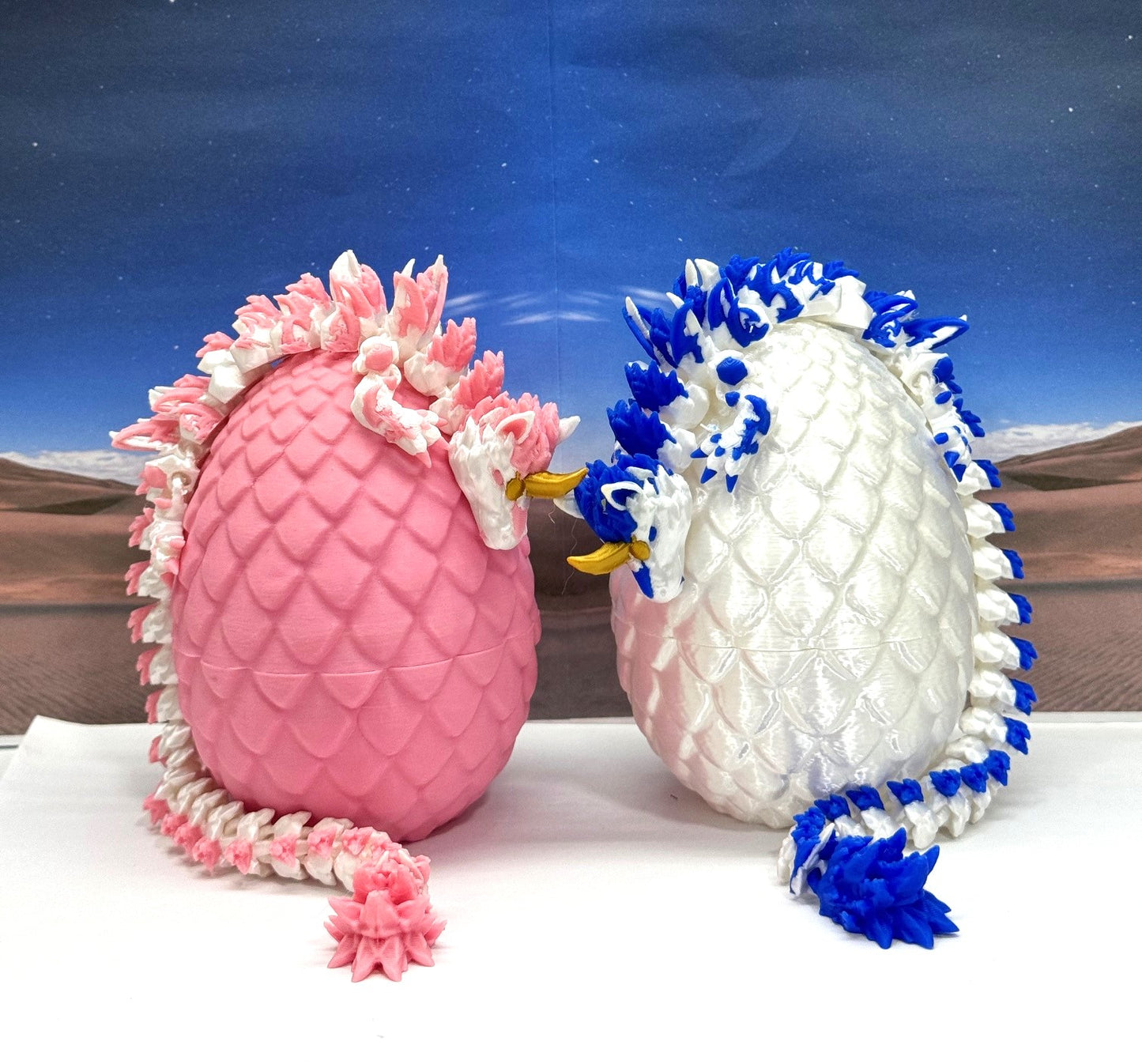 2pcs 3D Printed Dragons with Dragon Egg, Articulated Unicorn Dragons, 3D Printed Gift for Gender Reveal Party, Fidget ADHD Autism Toy D051-D052