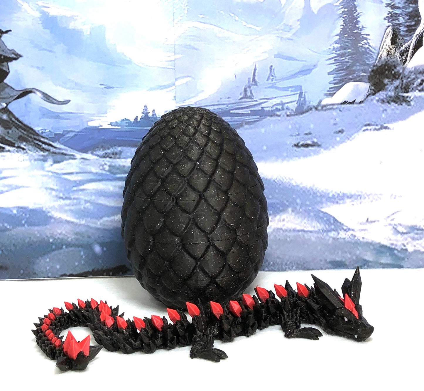 3D Printed Crystal Dragon, Articulated 12" Black and Red Crystal Dragon, Fidget ADHD Autism Toy, Relief Anxiety Toy D022